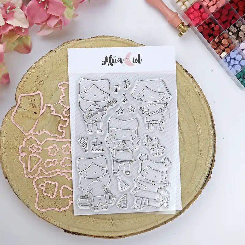 Nuevo Modelo Set de sellos con troquel Familia de fiesta | Ohana de fiesta