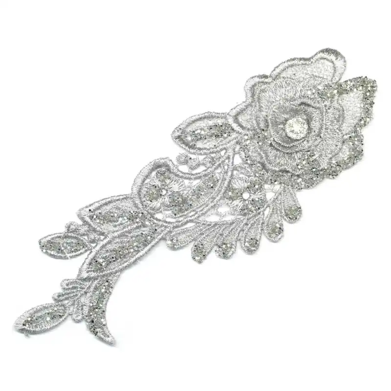 Aplicación flor brillantina - Plateado Pago Seguro