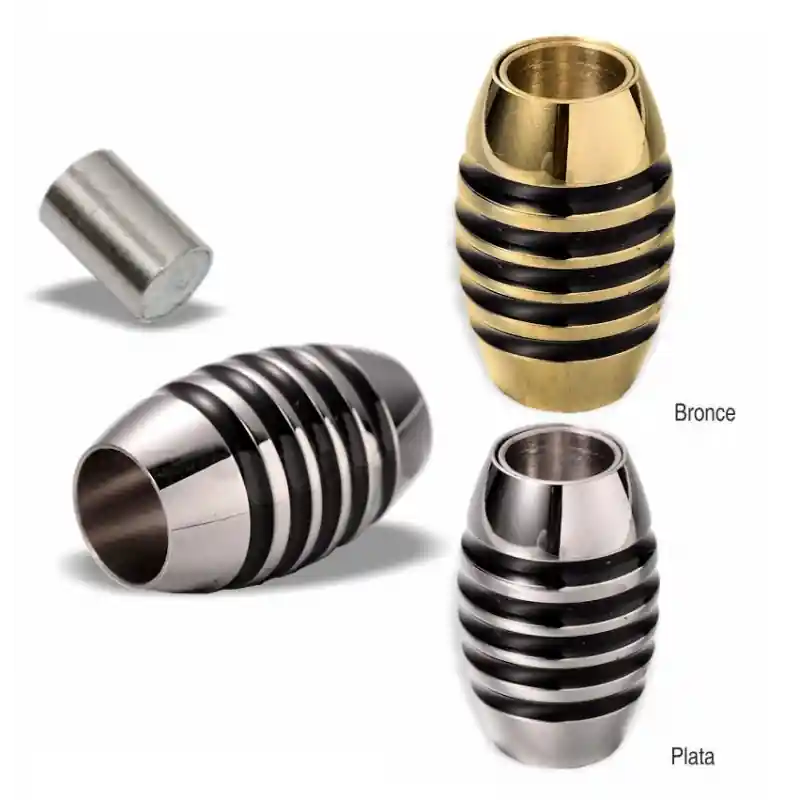 Cierre magnético metálico estriado - Plata Original