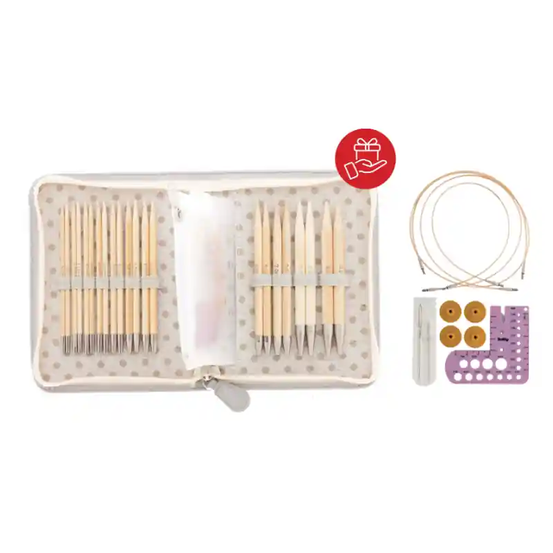 Precio Económico Estuche de agujas intercambiables de bambú con accesorios