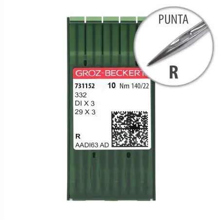 Oferta Limitada Aguja Groz-Beckert 332 140/22 Punta R - Pack 10 uds