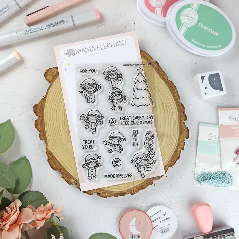Set de sellos Busy Elves de Mama Elephant Compra Hoy