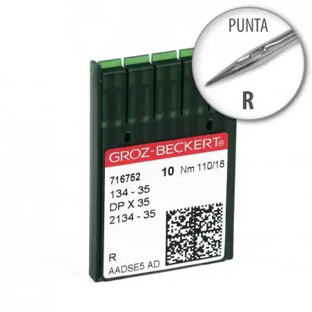 Últimas Unidades Aguja Groz-Beckert 134-35 110/18 Punta R - Pack 10 uds