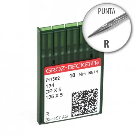 Aguja Groz-Beckert 134 90/14 punta R - Pack 10 uds Marca Reconocida