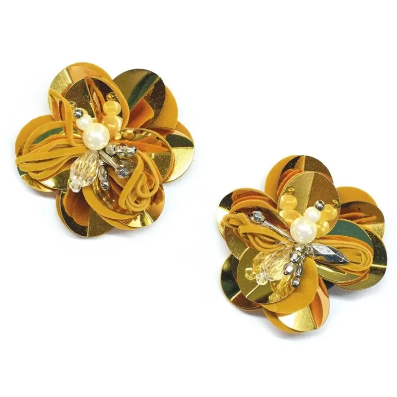 Envío Internacional Adorno zapato lentejuela cordón de antelina - Oro