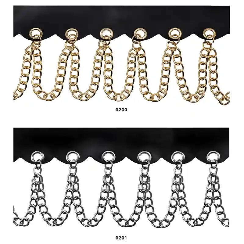 Venta Final Tira de antelina polipiel con cadenas metálicas - 0200 Dorado
