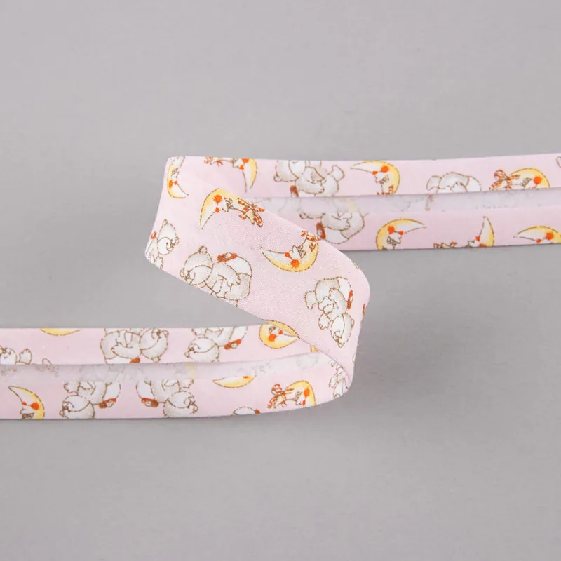 Artesanal Cinta Bies Lunas Rosa 18 mm