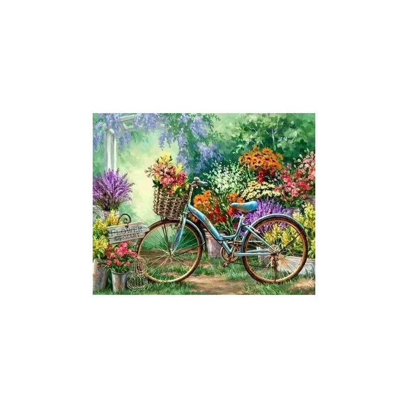 Kit punto de cruz diamante bicicleta y flores Pago Seguro