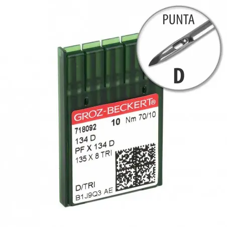 Aguja Groz-Beckert 134 70/10 Punta D - Pack 10 uds Envío Internacional