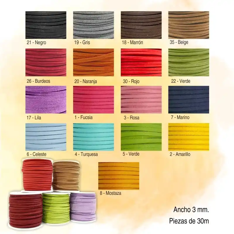 Pedido Al Por Mayor Tira de Antelina 3mm - Amarillo