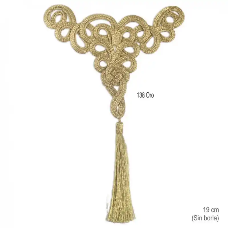 Stock Limitado Aplicación Dorada Triangular con Borla de Pasamanería Decorativa