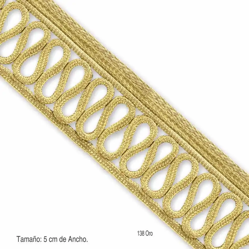 Galón Dorado Metalizado de Pasamanería Decorativa 5 cm Ordena Ya