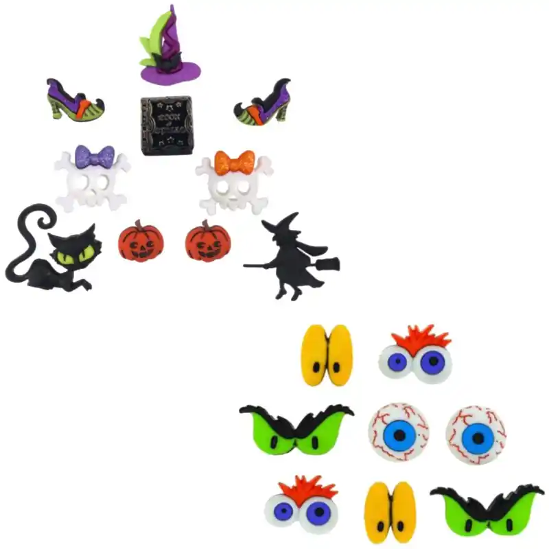 Botones Decorativos Halloween – Brujas y Ojos Monstruosos - 1 Rebajas