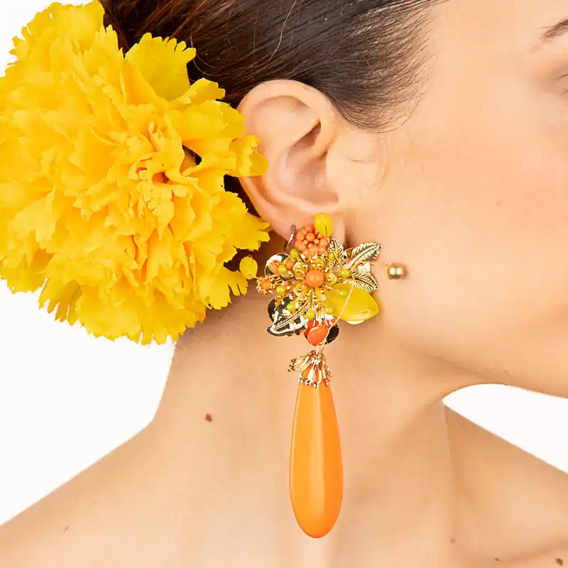 Pendientes Flamencos Gota Naranja Envío Exprés