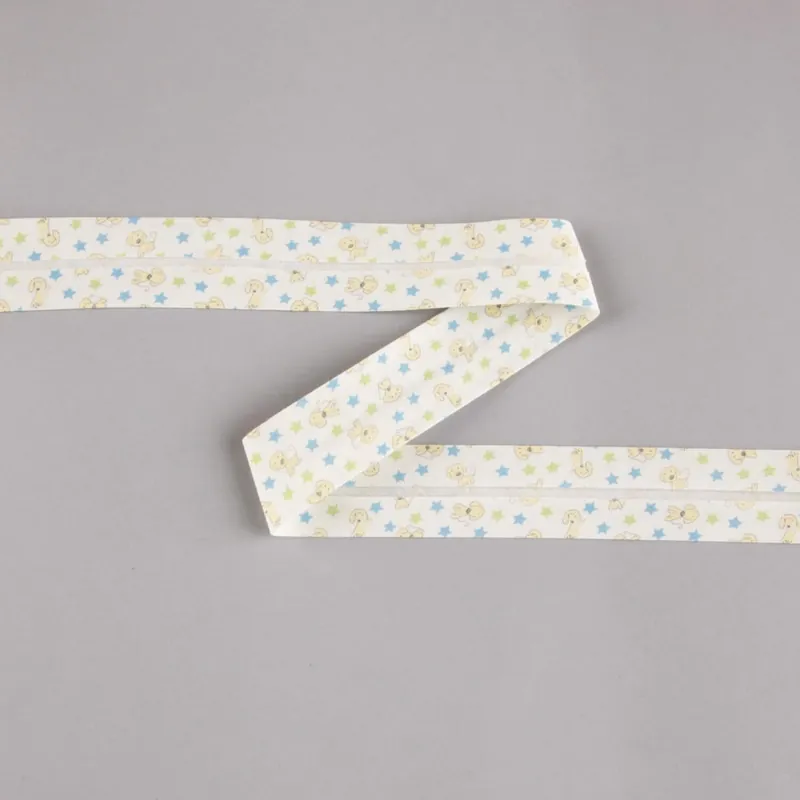 Cinta Bies Perrito Estrellas Azul-Verde 18 mm Moderno