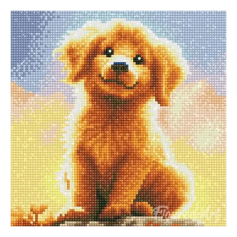 Más Vendido Kit punto de cruz diamante adorable chiot golden retriever