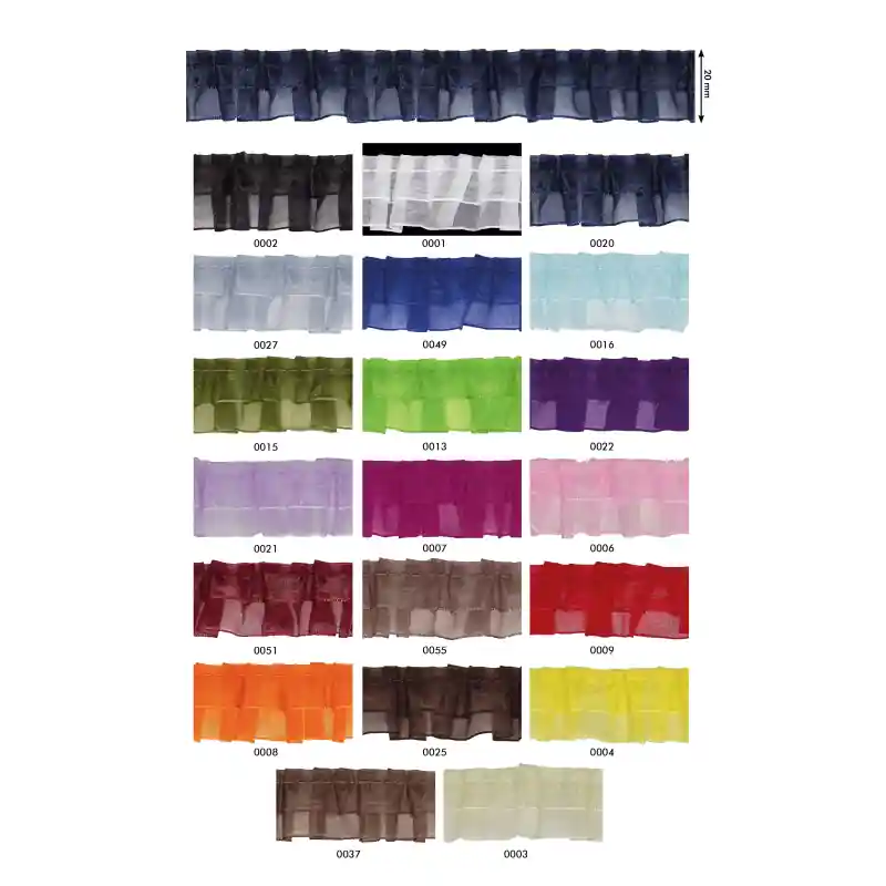 Última Versión Volante fruncido de poliéster 20 mm - 0001 Blanco