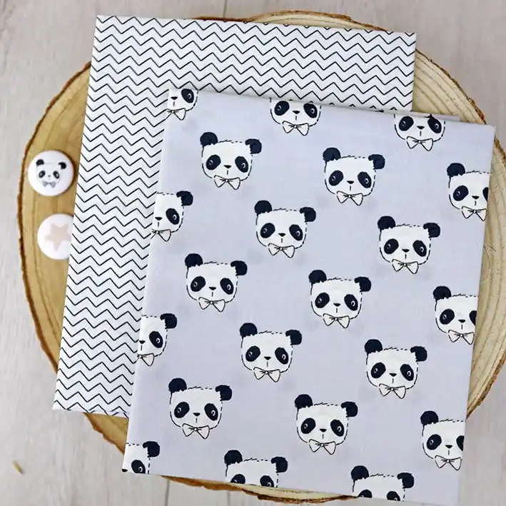 Precio Reducido Telas panda azul/zigzag. Pack 2 fat quarter