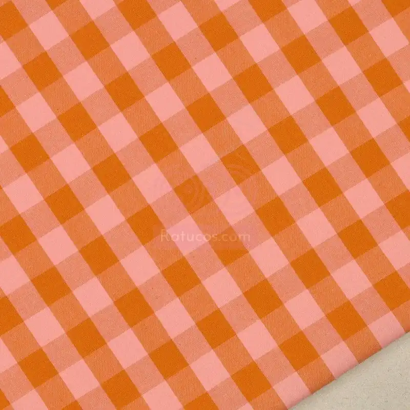 VICHY 1.5 cm NARANJA Y SALMON BICOLOR AYALA Envío Exprés