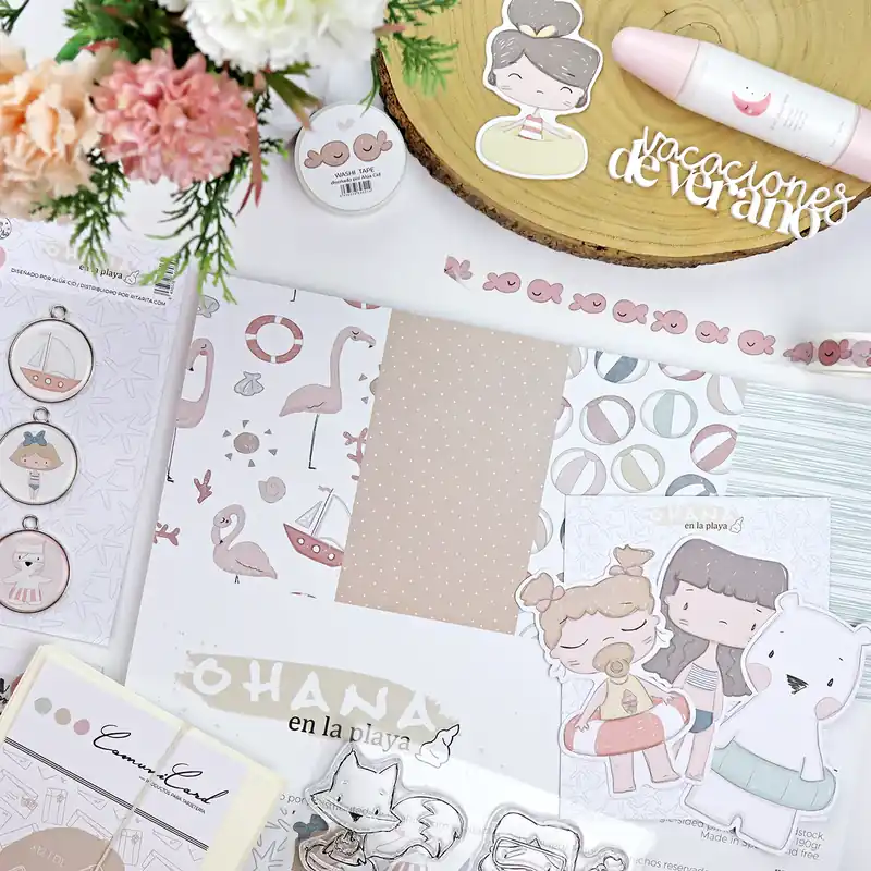 Bloc de 36 papeles Ohana en la playa para scrapbooking Nuevo Modelo