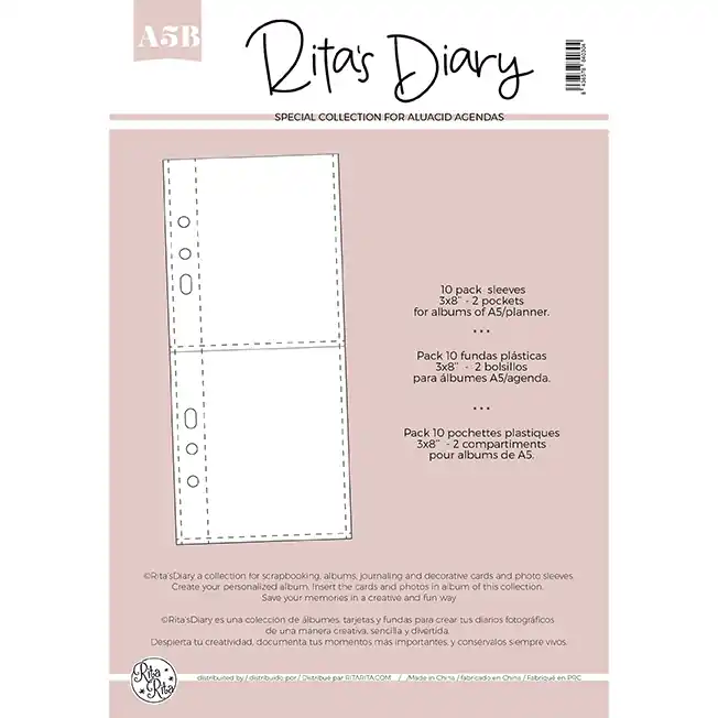 Pack de fundas A5B | 3×8″ 2 bolsillos para Rita’s Diary Ordena Ya