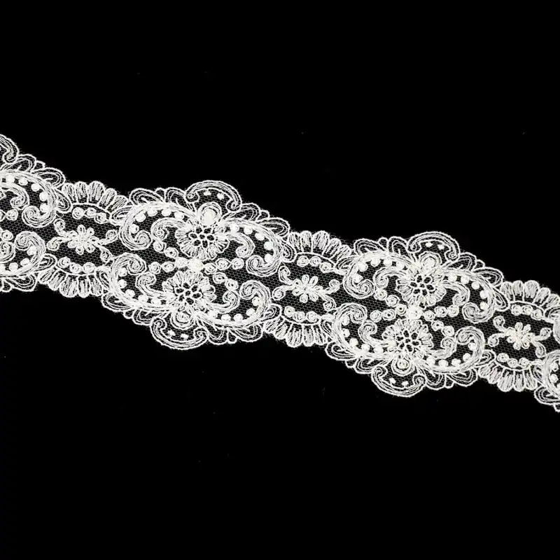 Descuento Tul bordado marfil 5.8cm