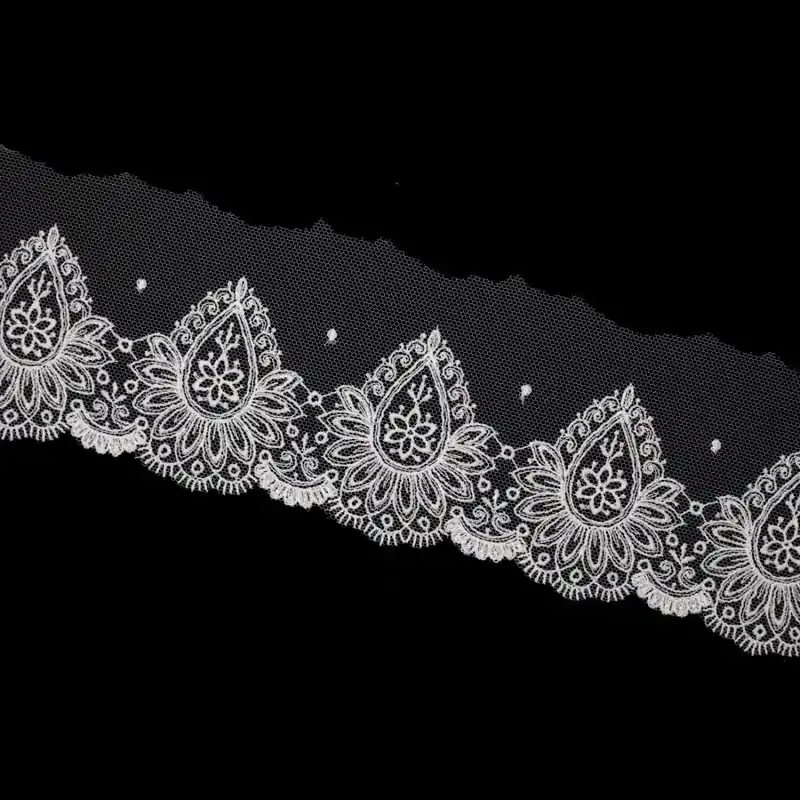 Tul bordado blanco 7.5cm Novedad
