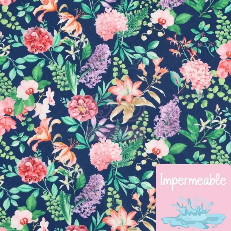 A Buen Precio POPELIN IMPERMEABLE FLORES BELGICA