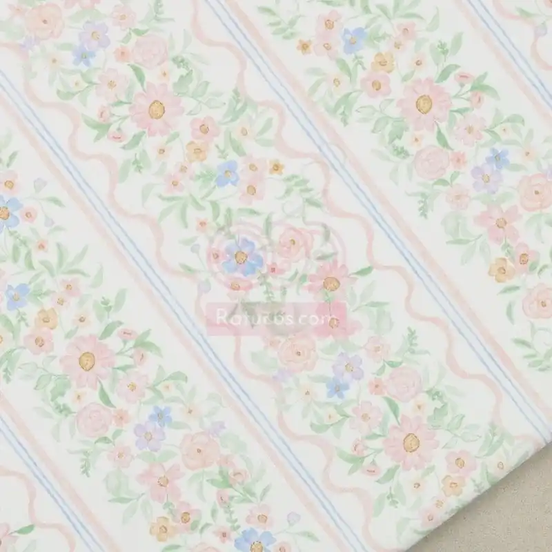 Profesional POPELIN FLORES Y RAYAS ACUARELA