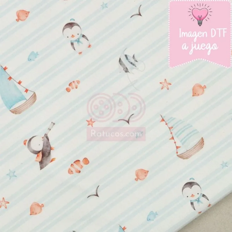 Solo Hoy POPELIN EL PIGÜINO LALO RAYAS AZULES