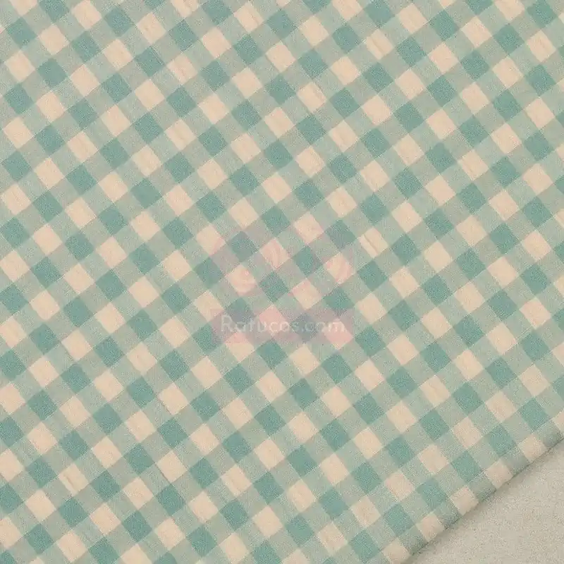 VICHY BICOLOR AGUA Y BEIGE SEERSUCKER SERIE KIRA Rebajas