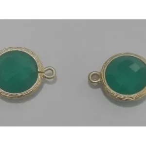 Stock Limitado Pieza ORO doble aro Cristal 11-16mm verde Opal