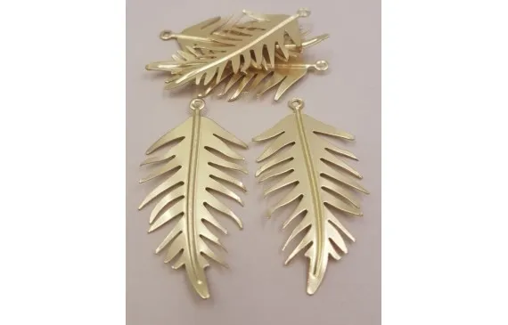 Colgante Hoja 50mm Oro Mate Envío Inmediato