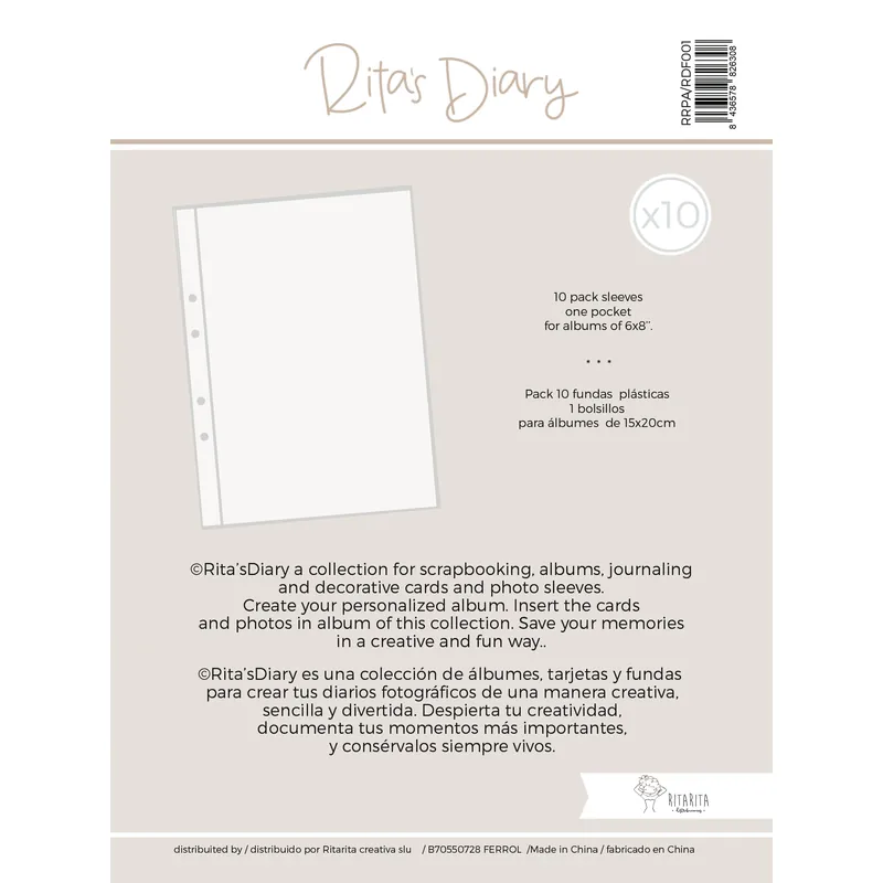 Pack de fundas 6×8″ 1 bolsillo para Rita’s Diary Envío Inmediato