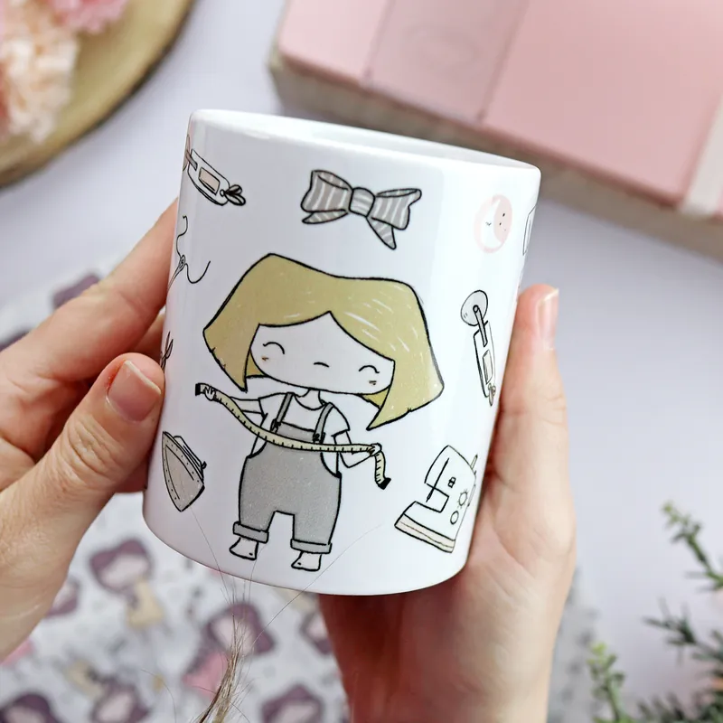 Hecho A Mano Taza Costurera