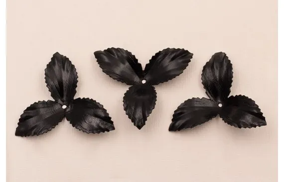 Mayoreo Flor pétalos relieve 45mm diam. Negro