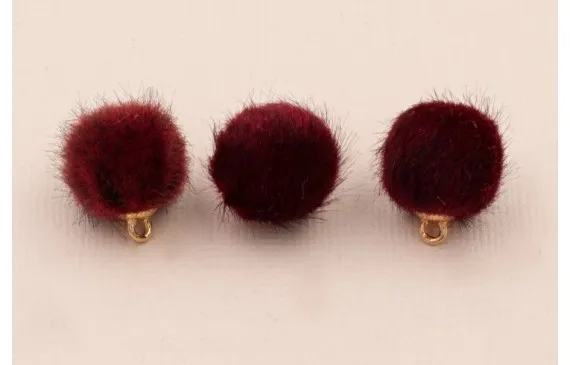 Bolita 16mm de pelo con gancho granate Precio Reducido