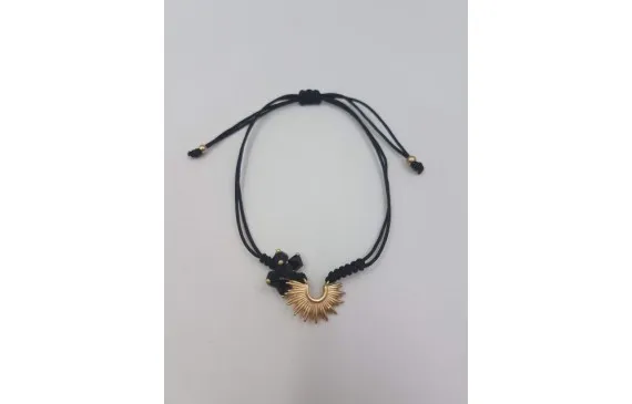 Pulsera macrame negra con medio sol Exclusivo