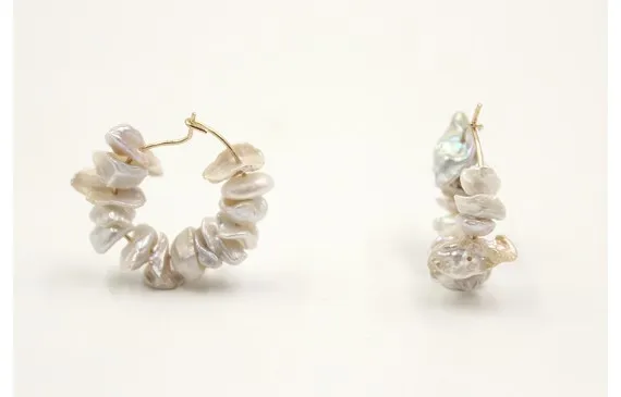 Envío Inmediato Pendientes aro oro brillo con madreperla.