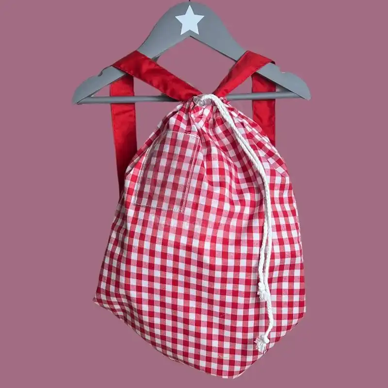 BOLSA MOCHILA PARA MUDA VICHY ROJO Garantía Incluida