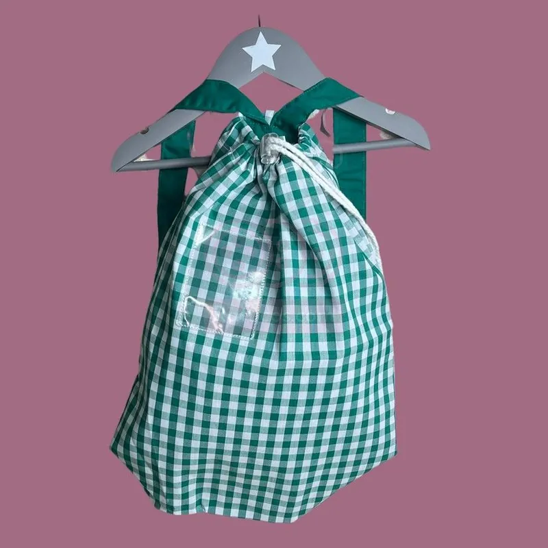 BOLSA MOCHILA PARA MUDA VICHY VERDE Envío Inmediato