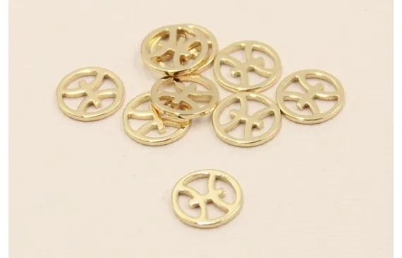 Disco 10mm signo Zodiaco Piscis Oro Artesanal