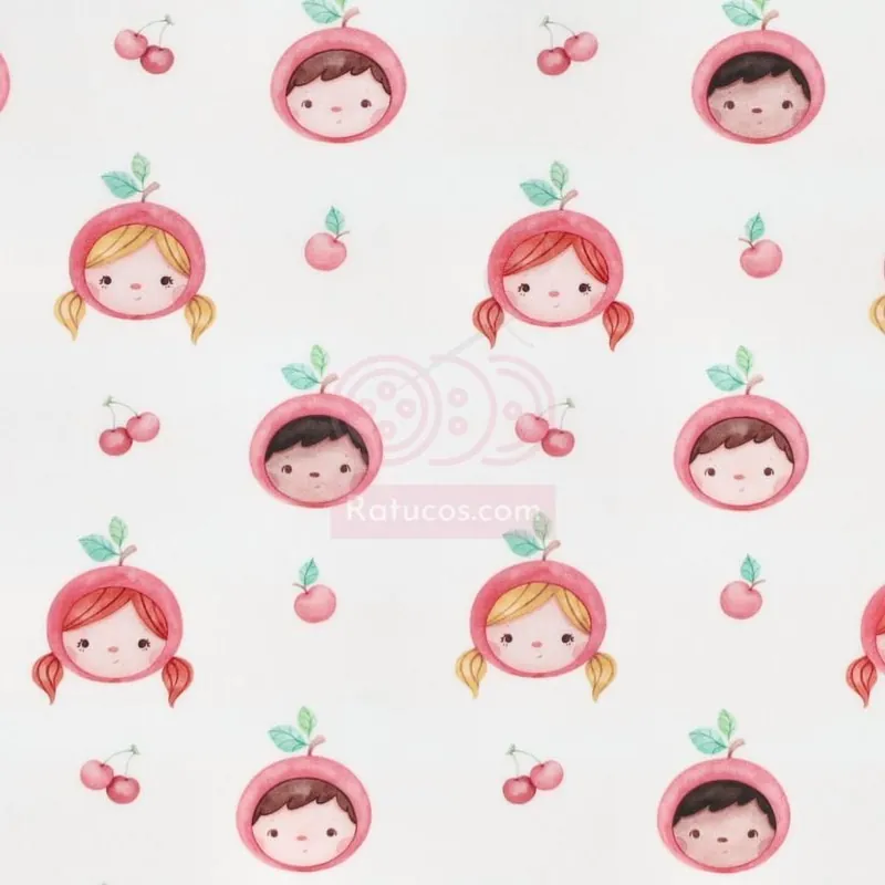 POPELIN APPLE CEREZAS BLANCO Envío Internacional