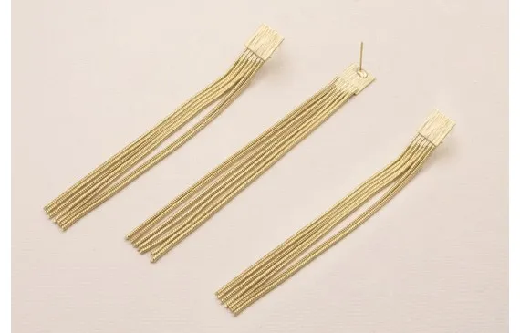 Pendiente Fleco 95mm por 10mm Dorado Mate Envío Inmediato