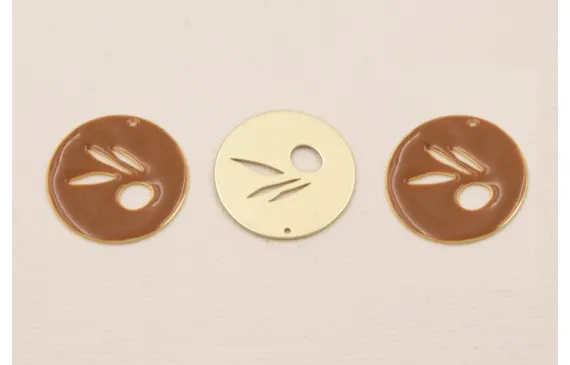 Entrega Rápida Disco 25mm esmalte marrón con Hoja Calada