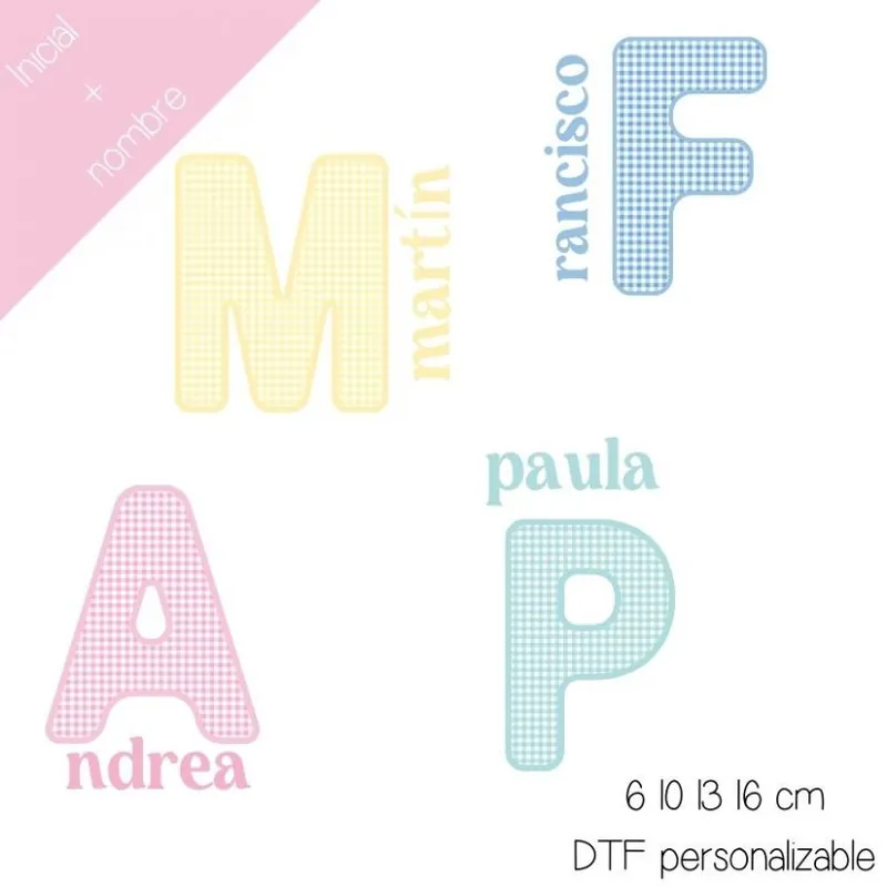 Rebajas DTF / TRANSFER INICIAL VICHY Y NOMBRE 1999