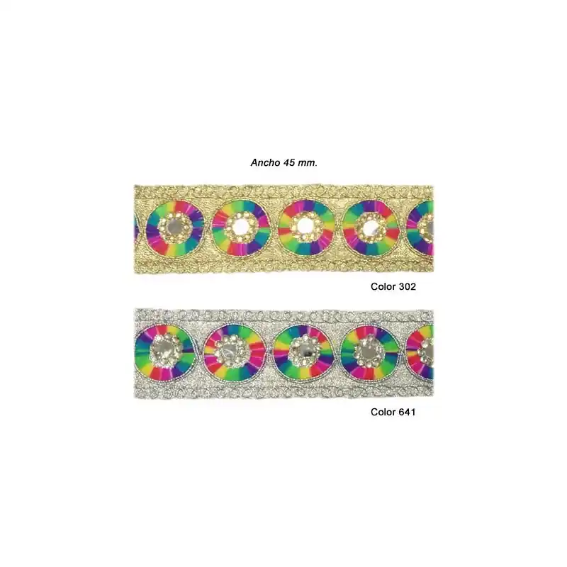 Máxima Calidad GALON BORDADO PEDRERIA 8203 (Metros) 45mm