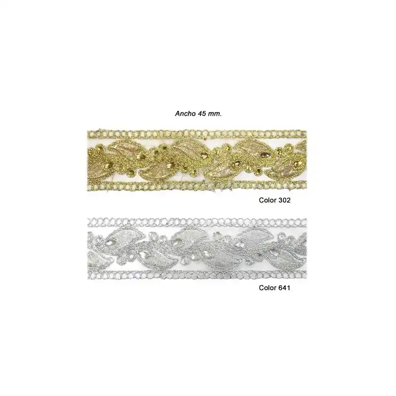 Garantía De Devolución De Dinero GALON BORDADO PEDRERIA 8205 (Metros) 45mm