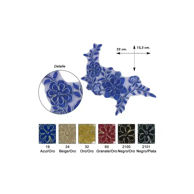 Últimas Unidades APLICACION BORDADA FLOR LAME 654042 (Unidad)