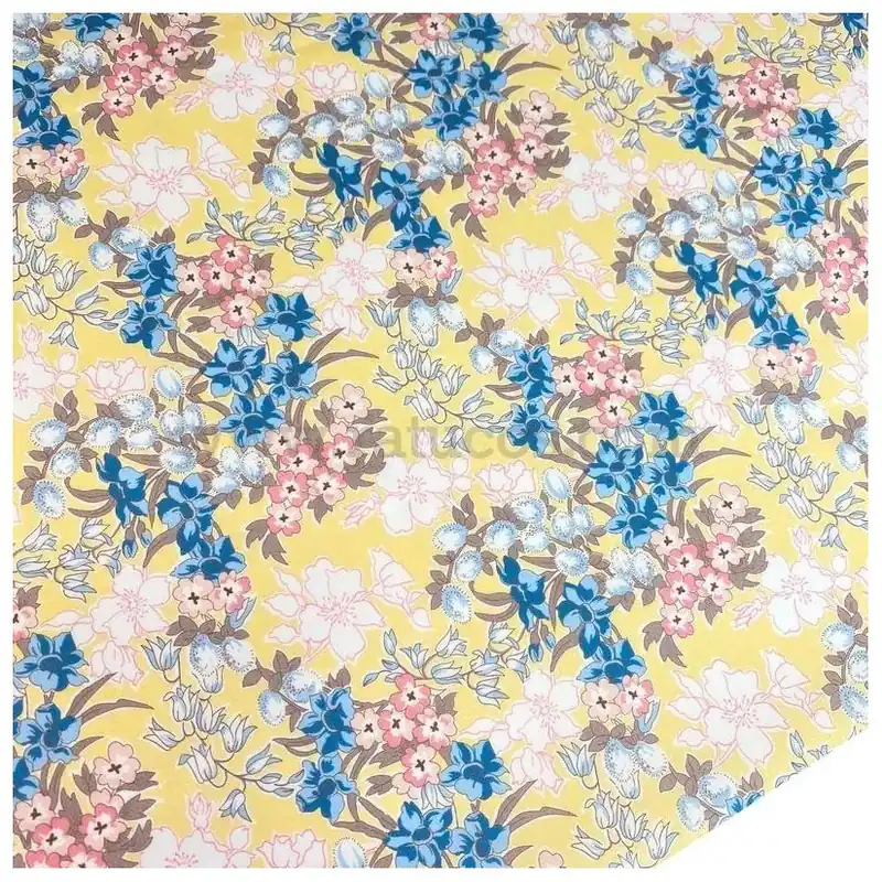 Oferta Limitada POPELIN SATINADO FLORES CAROLA AMARILLO